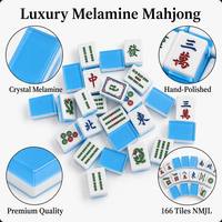 Jeu de Mahjong américain 166 tuiles en mélamine de qualité supérieure texture jade bleu ciel, ensemble complet de luxe NMJL OEM Jinyi
