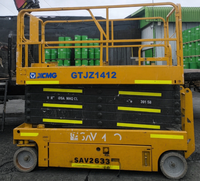 Plateforme élévatrice à ciseaux électrique d'occasion GTJZ1412 en bon état, hauteur de plateforme 14m, capacité 320kg, autopropulsée