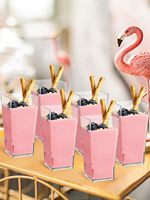 SHOPDAY 3 oz Transparante Vierkante PS Plastic Dessertbekertjes 1000 Stuks met Deksels en Lepels voor Feestjes, Parfait, Yoghurt Shooter