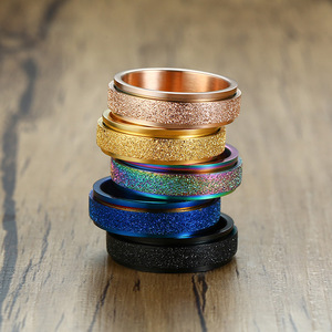Anillo Giratorio Antiestrés de Moda, Colorido, de Acero Inoxidable Esmerilado, Joyería para Hombre y Mujer, Venta al Por Mayor - Product Image 4