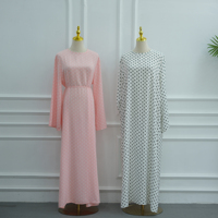 Abaya Loriya tendance à pois, vêtements islamiques de Dubaï, abaya à porter au quotidien, abaya modeste en Nida, robe musulmane pour femmes avec ceinture