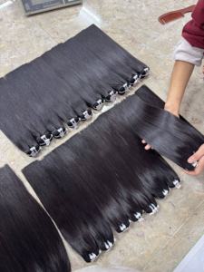 Extensions de cheveux naturels lisses 100% cheveux humains vietnamiens, trame brute vierge, cuticules alignées, double trame, vente en gros - Product Image 3
