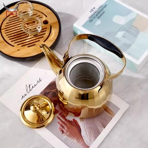 Bollitore per Tè con Logo Personalizzato Placcato Oro, Acciaio Inossidabile 304, per <span class=keywords><strong>Fornello</strong></span> a Gas e Piano a Induzione, Sicuro per Casa e Hotel - Product Image 6