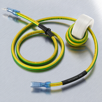 Câble de mise à la terre UL1015 14AWG 65 brins en cuivre jaune-vert avec anneau magnétique à noyau de ferrite et borne à fourche isolée