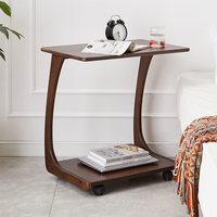 Table basse en bois massif nordique avec roulettes Bjflamingo Mini table basse Table de chevet Petite table carrée