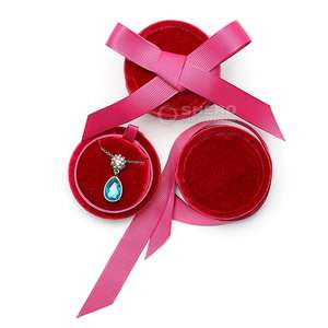 Caja de terciopelo de alta calidad para collares y pulseras, caja de almacenamiento de joyas personalizada, caja de terciopelo con lazo, caja de regalo para anillos de diamantes, elegante caja de gamuza para pendientes. - Product Image 2