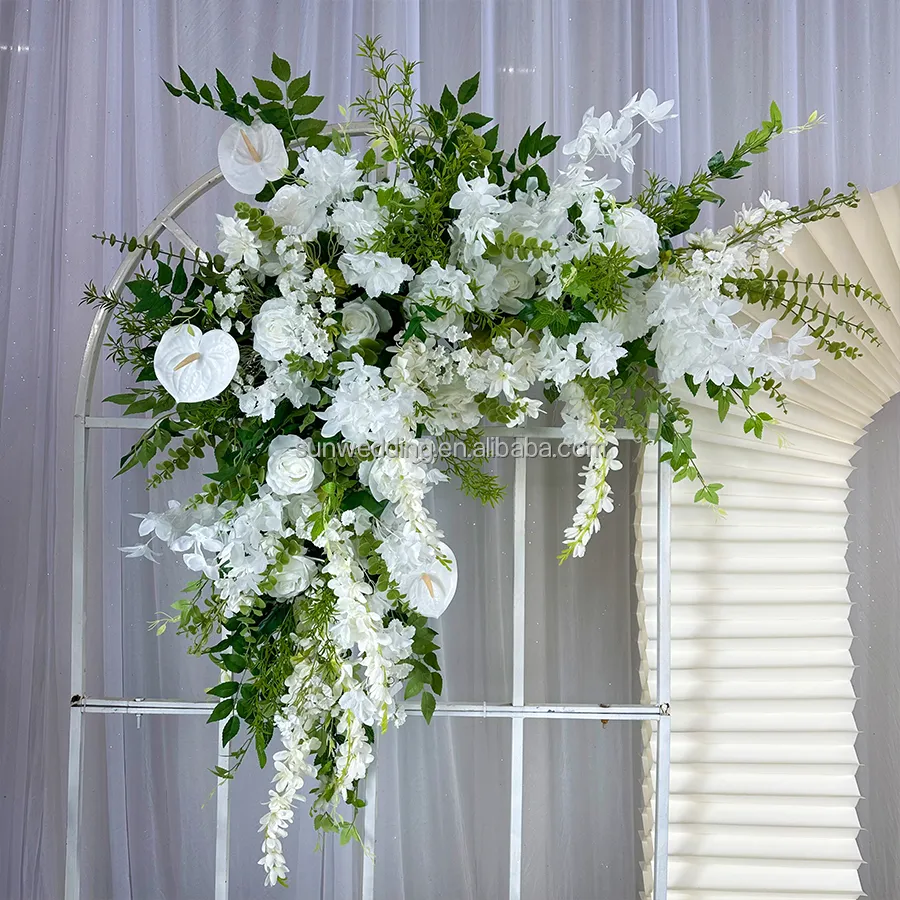 Düğün kemer zemin için Sunwedding düğün dekorasyon yapay düğün kemer çiçekler