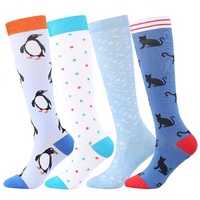4 paires de chaussettes de compression en tricot pour femmes et hommes, 20-30 mmHg, chaussettes de sport pour la course à pied et le cyclisme, logo personnalisé