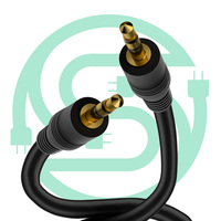 Cable de Audio Vellygood de 15m, 3.5mm Macho a Macho, Chapado en Oro, Cable Auxiliar de PVC para Computadora y Automóvil
