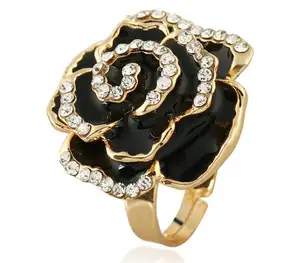 KQR11727 Venta al por mayor <span class=keywords><strong>de</strong></span> anillos <span class=keywords><strong>de</strong></span> flores <span class=keywords><strong>de</strong></span> esmalte <span class=keywords><strong>de</strong></span> moda Anillos <span class=keywords><strong>de</strong></span> dedo ajustables Anillos chapados en oro para mujeres - Product Image 1