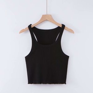 Cinturino 2022 nuovo corpetto <span class=keywords><strong>in</strong></span> tinta unita, orlo <span class=keywords><strong>in</strong></span> <span class=keywords><strong>legno</strong></span>, collo a U, gilet senza maniche a spalla stretta da donna - Product Image 6