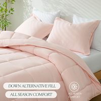 Parure de lit Joytex 3 pièces unie en microfibre chaude avec garnissage en polyester, ensemble de couette pêche matelassée