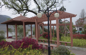 Suministro <span class=keywords><strong>de</strong></span> fábrica: Viga <span class=keywords><strong>de</strong></span> pérgola contemporánea <span class=keywords><strong>de</strong></span> WPC con acabado <span class=keywords><strong>de</strong></span> <span class=keywords><strong>madera</strong></span> y tubos <span class=keywords><strong>de</strong></span> grano <span class=keywords><strong>de</strong></span> <span class=keywords><strong>madera</strong></span> para jardín <span class=keywords><strong>exterior</strong></span> - Product Image 5