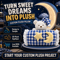 Bantal Boneka Beruang Lucu Imut, Bantal Hewan Isi Kapas PP Lembut Bermotif Gingham Bintang Bulan, OEM ODM Juguetes Tendencia
