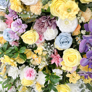 DKB Factory Hot Sale Iron <b>Frame</b> Stand Flower <b>Arch</b> Artificial Silk Rose Colorful Flower Carved Mirror Wedding <b>Arch</b> - Product Image 2