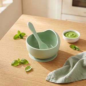 Juego de Tazón y Cuchara de Silicona para Bebé Meitai, Textura Suave, Utensilios de Alimentación para Niños Pequeños, Libre de BPA, Apto para Lavavajillas, Kit de Vajilla Infantil - Product Image 2
