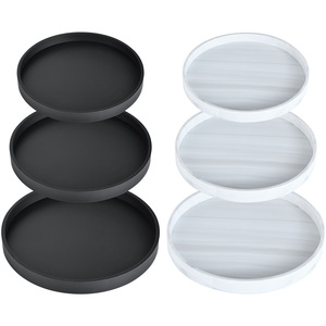 3 Packs Round Silicone Serving Vanity <b>Tray</b> Counter Plate Candle Soap <b>Perfume</b> Holder Circle Decorative Bathroom Organizer - Product Image 3