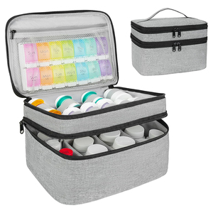 Sac de transport médical avec fermeture éclair verrouillable, séparateurs ajustables, double compartiment vide pour piluliers - Product Image 1