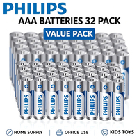 PHILIPS 32 Pilas Alcalinas LR03 AAA de 1.5V, Pilas Ultra Alcalinas de Larga Duración para Control Remoto, Juguetes y Electrónica del Hogar