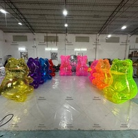 Ours en peluche géant gonflable en PVC, modèle d'ours transparent pour la décoration de fête
