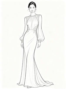 Abito Elegante da Donna Personalizzato, Vestito Lungo da Sera con Maniche Lunghe, Fornitore di <span class=keywords><strong>Abbigliamento</strong></span> con Etichetta Privata - Product Image 1