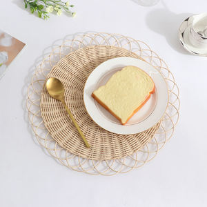 Vietnam tissage à la main décoration fleur ronde rotin napperon rotin naturel maison ornement en gros en vrac - Product Image 5