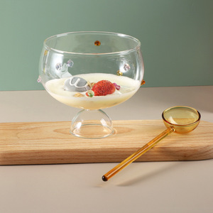 Solhui tương phản màu thủy tinh trái cây salad Bát hộ gia đình mới lạ Bộ đồ ăn Bát Mùa Hè Ice Cream Bowl - Product Image 5