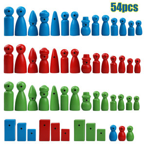 Ensemble de poupées en bois colorées, 54 pièces, pour enfants, jouets de thérapie psychologique, figurines dans un sac en peluche - Product Image 1
