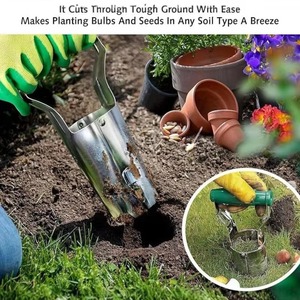 Outil de repiquage portable 2-en-1 : Plantoir et désherbeur manuel pour bulbes et ameublissement du sol (revêtement PVC) - Product Image 1