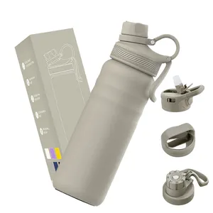 Botella de agua de hidrógeno al vacío con aislamiento de boca ancha para exteriores con tapa de opción múltiple 24oz 18oz 12oz
