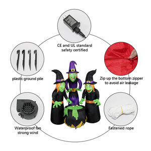 Decorazioni Gonfiabili di Halloween per Esterni con Logo, Tre <span class=keywords><strong>Streghe</strong></span> con Calderone Illuminato a LED, Ornamenti Gonfiabili di Halloween - Product Image 4