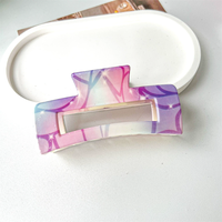 Pince à cheveux carrée élégante à imprimé floral, pince à cheveux en plastique au design raffiné pour filles, idéale pour le quotidien et les fêtes