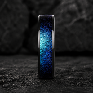 Anillo de banda de eternidad JLM al por mayor de acero inoxidable galvanizado antideslustre con diseño de arena movediza cósmica de galaxia para hombres, mujeres y unisex, para boda - Product Image 3