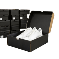 Boîtes à chaussures personnalisées avec logo imprimé, boîtes à rabat en carton ondulé noir, boîtes d'emballage pour chaussures et baskets