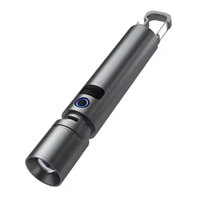 2024 New High Brightness White Laser Camping Flashlight Zoom with USB C Power Bank Bottle Opener Aluminum Alloy Body LED Bulb