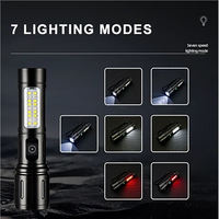 Mini Lampe Torche Tactique LED Blanche 2026, Rechargeable USB, Zoom Télescopique, en Aluminium, Étanche IP54, Haute Luminosité, Portée 200-300M