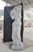 Décoration de jardin d'extérieur, pierre naturelle, marbre blanc, sculpture de femme, statues d'ange, statue