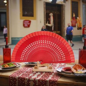 Abanico de mano de arte folclórico español, clásico, con patrón de pintura en madera, para decoración del hogar, regalo de empresa, fiesta de bodas, personalizado. - Product Image 2