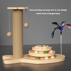 Cá công chúa gỗ thật mèo scratcher cây bền vật nuôi cột với thân thiện leo khung carton đóng gói - Product Image 1
