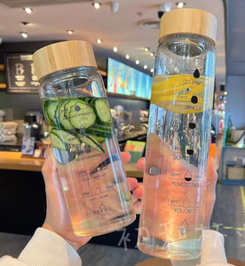 Bouteilles d'eau en verre de 32 oz/1 L avec marqueur de temps motivant, anti-fuite, réutilisables, avec bouchon à vis pour adultes - Product Image 4