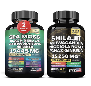 Fabricante Etiqueta Privada Suplemento Mar Musgo Shilajit Aceite De Semilla Negra Ashwagandha Bladderwrack Bardana Jengibre Cápsulas de hierbas - Product Image 1