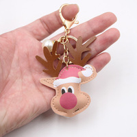 Porte-clés Renne Noël Peluche Bonnet Père Noël Pendentif Perle Fausse Mousqueton Porte-clés Cadeau Décoration Sac