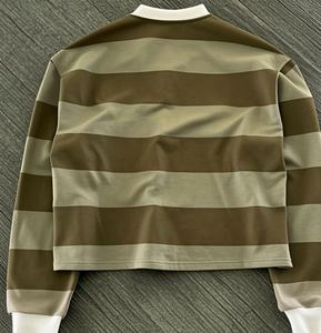 Camisa Polo de Manga Larga Personalizada para Hombre con Diseño a Rayas, Cierre de Botones Frontales, Estilo de Manga Larga - Product Image 3