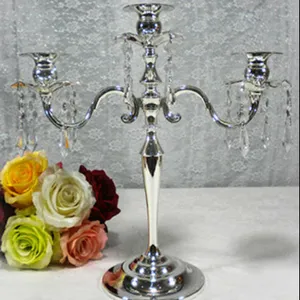 India 3 arms crystal centerpiece candelabra wedding candle holder with hanging crystal for wedding home table decoration(MY6160)