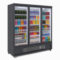 Réfrigérateur commercial à 3 portes avec refroidissement par air, grande capacité, pour jus et eau, supermarché, LED, dégivrage automatique, R290