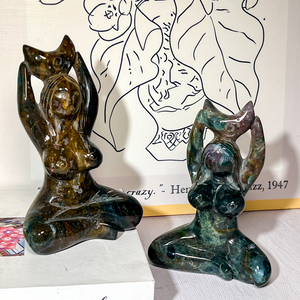 Cristal naturel artisanat pierre précieuse polie océan jaspe mère terre Yoga dame déesse Statues cristal gens pour <span class=keywords><strong>la</strong></span> méditation - Product Image 2