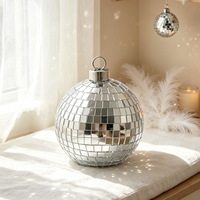 Handgefertigte Silberne Glas-Discokugel mit Lasereffekt für Bar, Bühne und Weihnachtsbaum-Dekoration