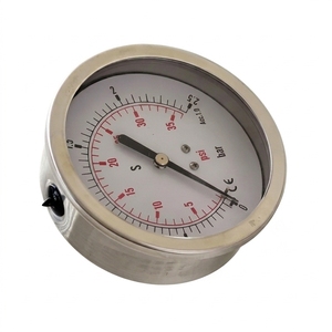 Manomètre à double échelle 0-2300PSI, montage inférieur 1/4inNPT, entièrement en acier inoxydable, résistant aux chocs, pour équipement industriel à gaz, eau et huile - Product Image 5