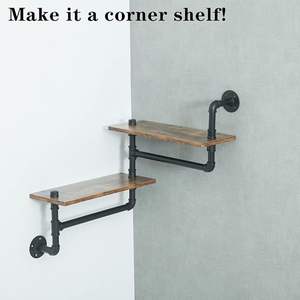 מדפי אמבטיה בסגנון כפרי, מדפי צינורות תעשייתיים, מדף ספרים דו-קומתי תלוי על הקיר, ספריית ספרים בסגנון כפרי עם מוטות - Product Image 3