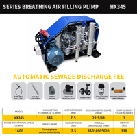Compresseur d'air haute pression refroidi par eau TAHU SCBA HX345 345L/min 330Bar avec arrêt automatique pour la lutte contre les incendies/la plongée et le sauvetage 380V 1